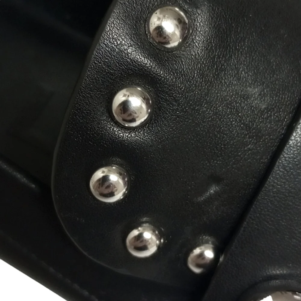 KARL LAGERFELD "AVAH" BLACK LEATHER LOAFER FLATS SHOES WITH SILVER DOME … - Picture 4 of 13